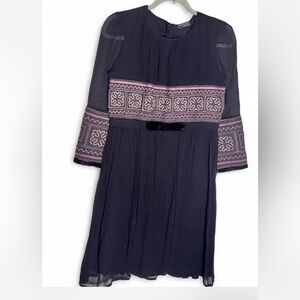 Zara Black Dress with Pink Embroidery